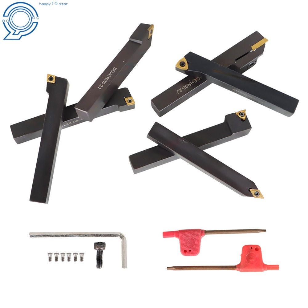 Carbide Indexable Turning Tool 1/2" 7PCS Lathe Tool Bit Set Thread Insert+Holder