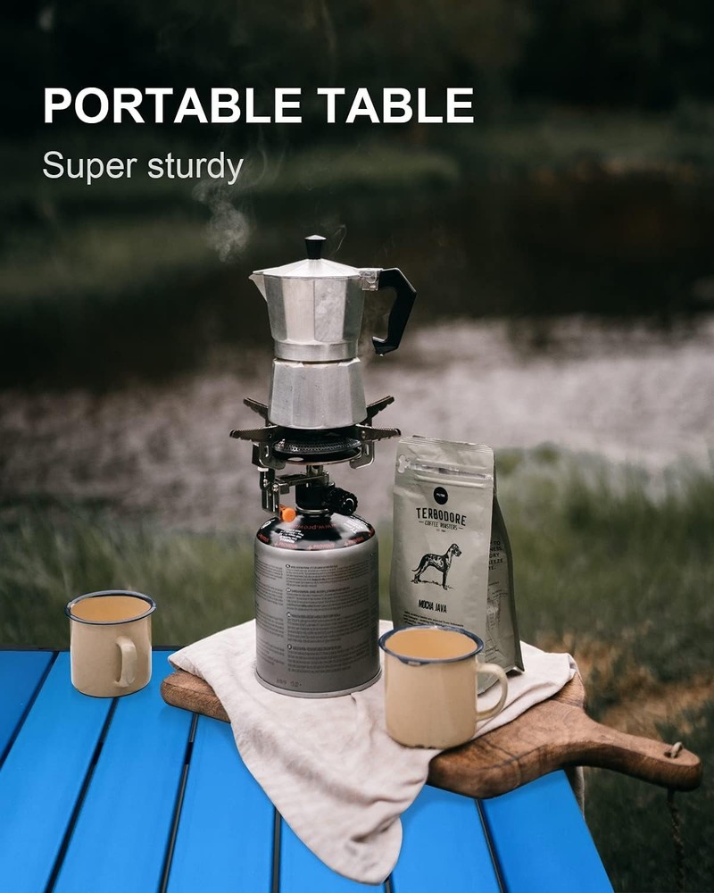 Blue Lightweight Portable Camping Table - Easy Assembly & Multipurpose Use