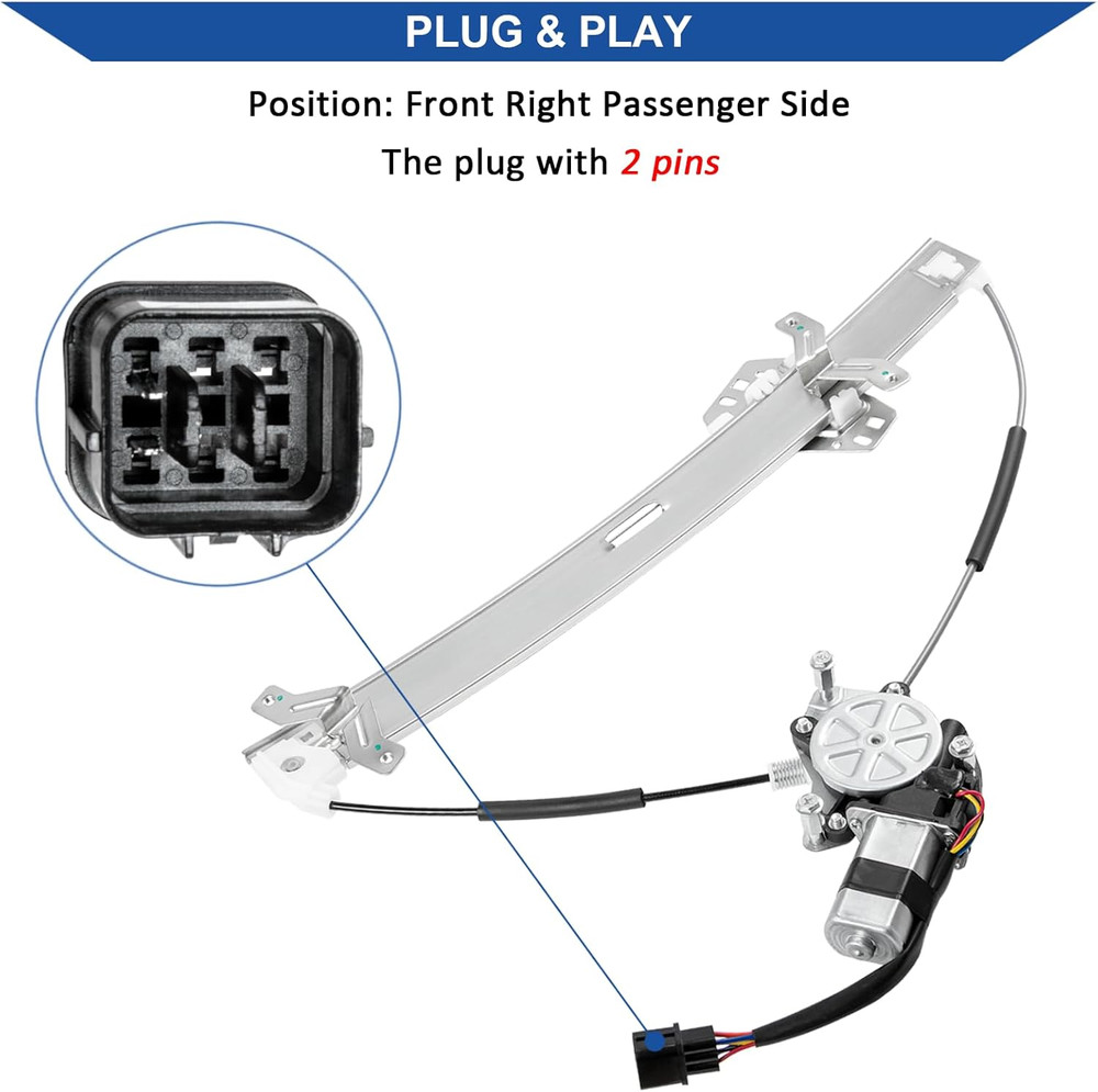 2003-2007 Honda Accord Front Right Window Regulator with Motor–Compatible