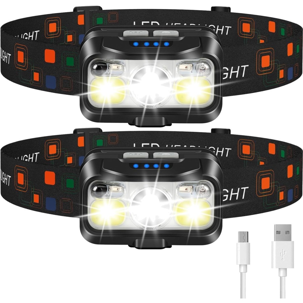 Headlamp Rechargeable, Lumen Super Bright Motion Sensor Head Lamp Flashlight,...