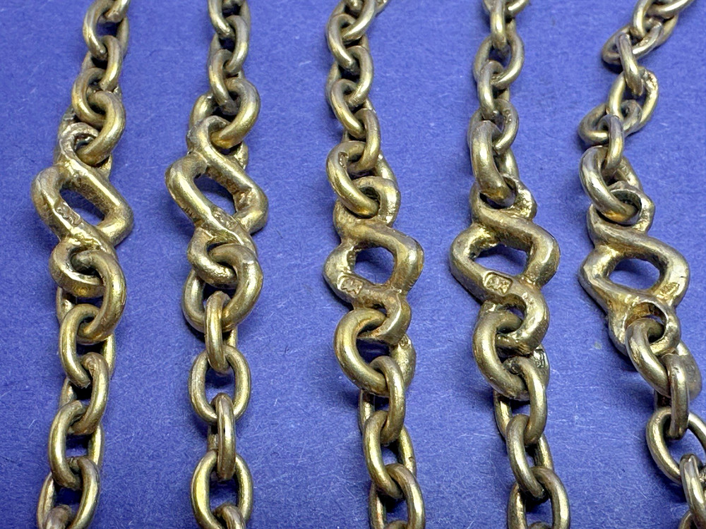 EXCELLENT VICTORIAN 5 STRAND SOLID SILVER GILT CHATELAINE BY HENRY MATTHEWS 1900