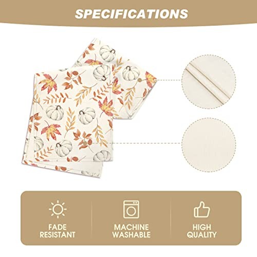 Pumpkins Fall Maple Leaves Fall Table Runner, 13" x 60", Table Runner Orange
