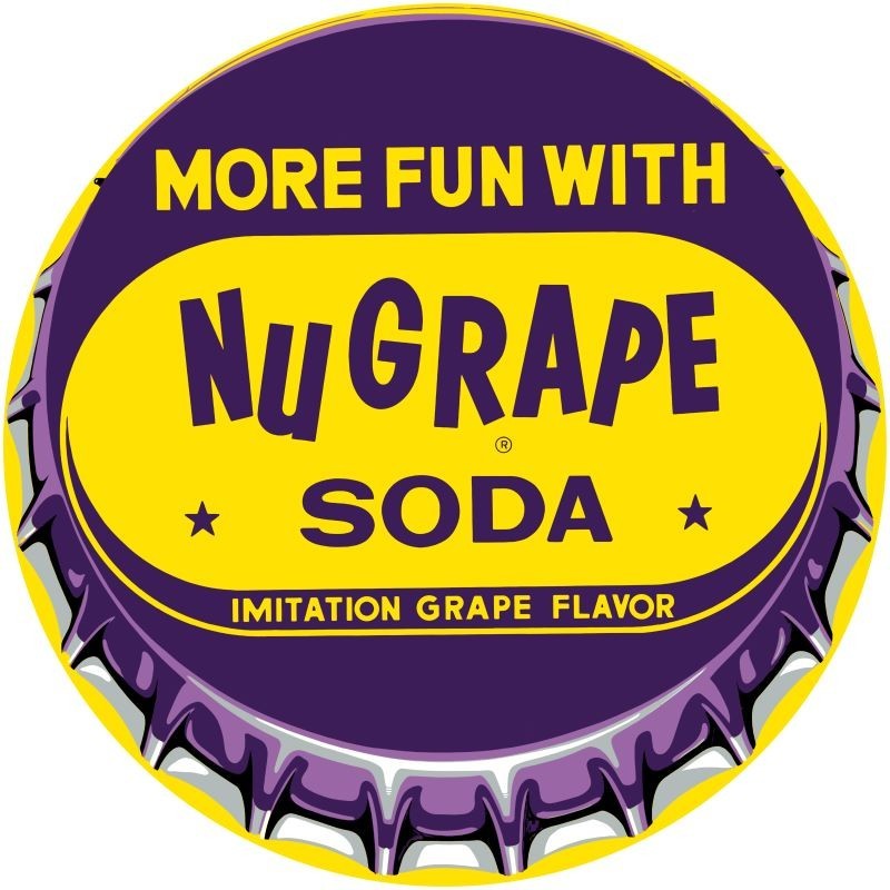 New Grape Soda Bottle Cap Look FLAT NEW METAL SIGN: 12" Dia. Round