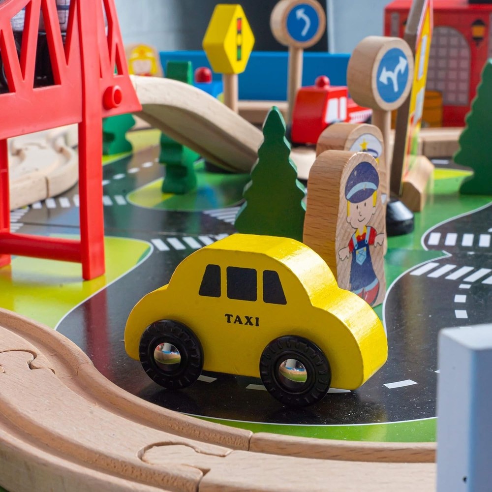 Wooden Train Table with Accessories