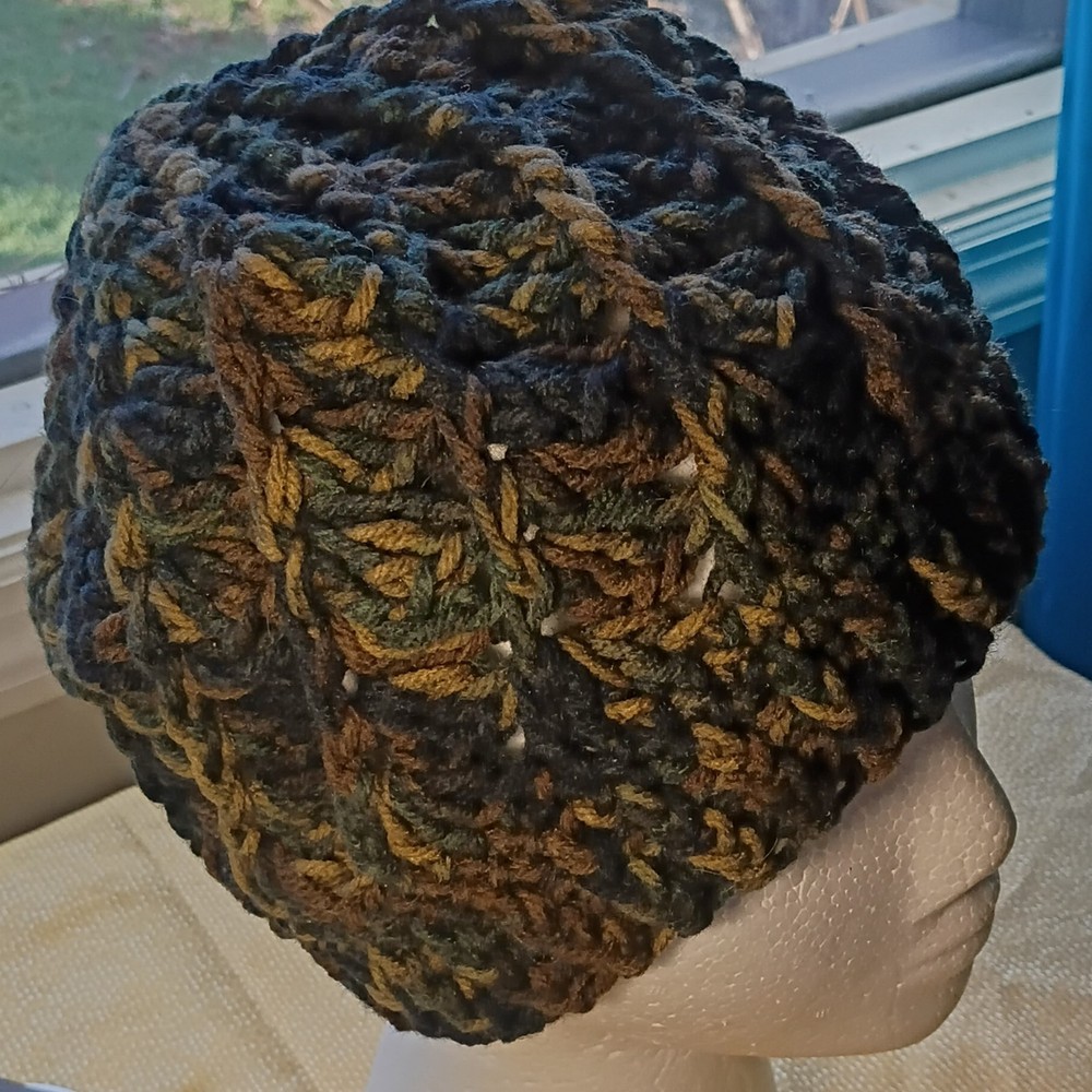 Handmade Chunky Knit Hat Multicolor Earth Tones