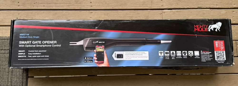 NEW - MIGHTY MULE MM371W SMART AUTOMATIC SINGLE GATE OPENER