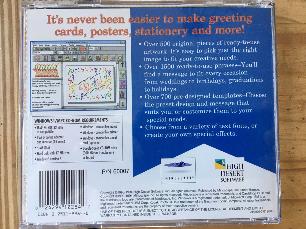 CARD SHOP PLUS! DELUXE CD ROM SOFTWARE