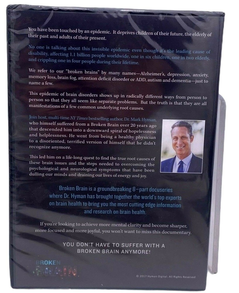 Broken Brain 8 Part Docu Series Dr. Mark Hyman Sealed DVDs Transcripts Workbook