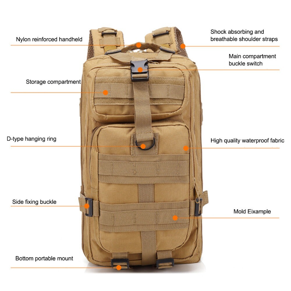 Tactical Backpack MOLLE Backpack Military Bag Army 3 Day Assault Pack Rucksack