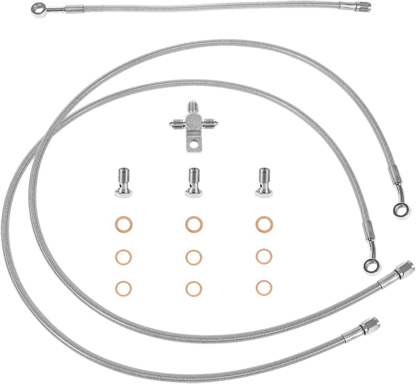 Front Steel Braided Brake Line Kit 3 Line +2" Fits Yamaha Banshee 350 1987-2015
