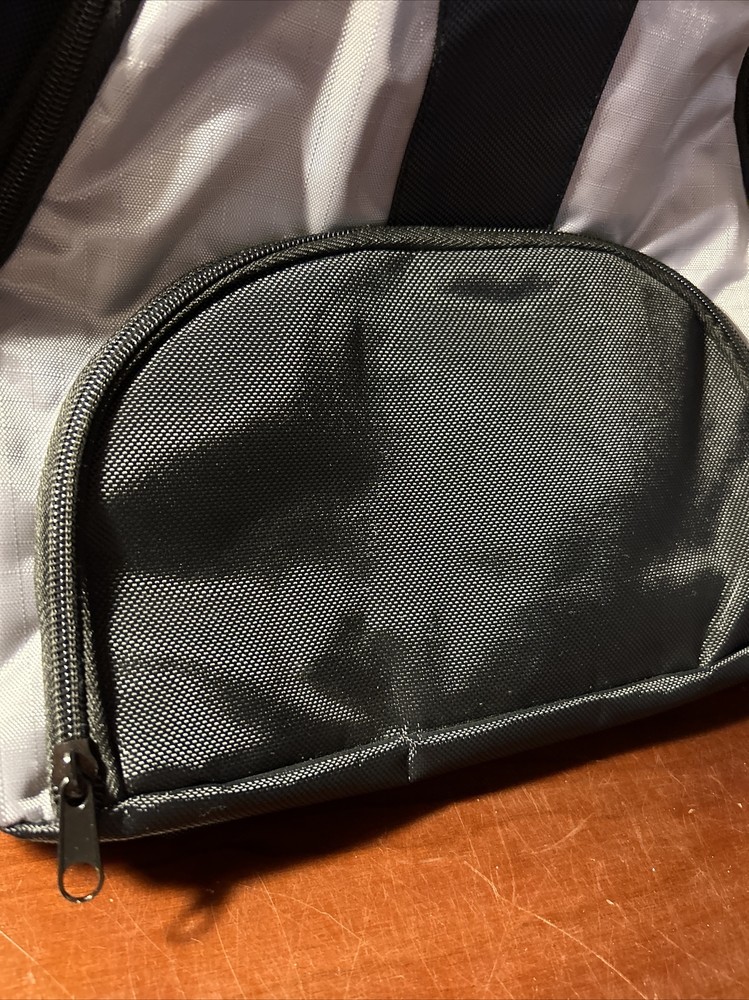 Sling Bag Backpack with Pouch on Strap, Black & Grey, front pocket