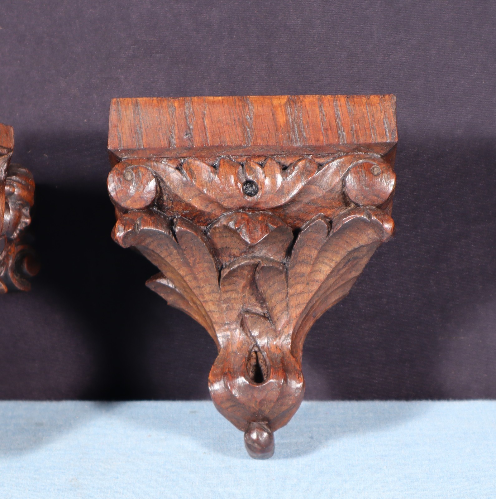 Two French Antique Highly Carved Trim/Corbels Solid Oak and Walnut Wood