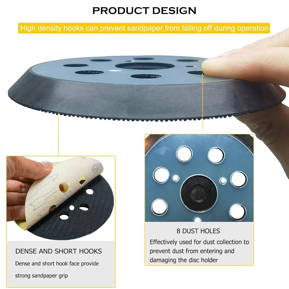 5 Inch Round Sander Pad with Hook and Loop Attachment for Easy Installation