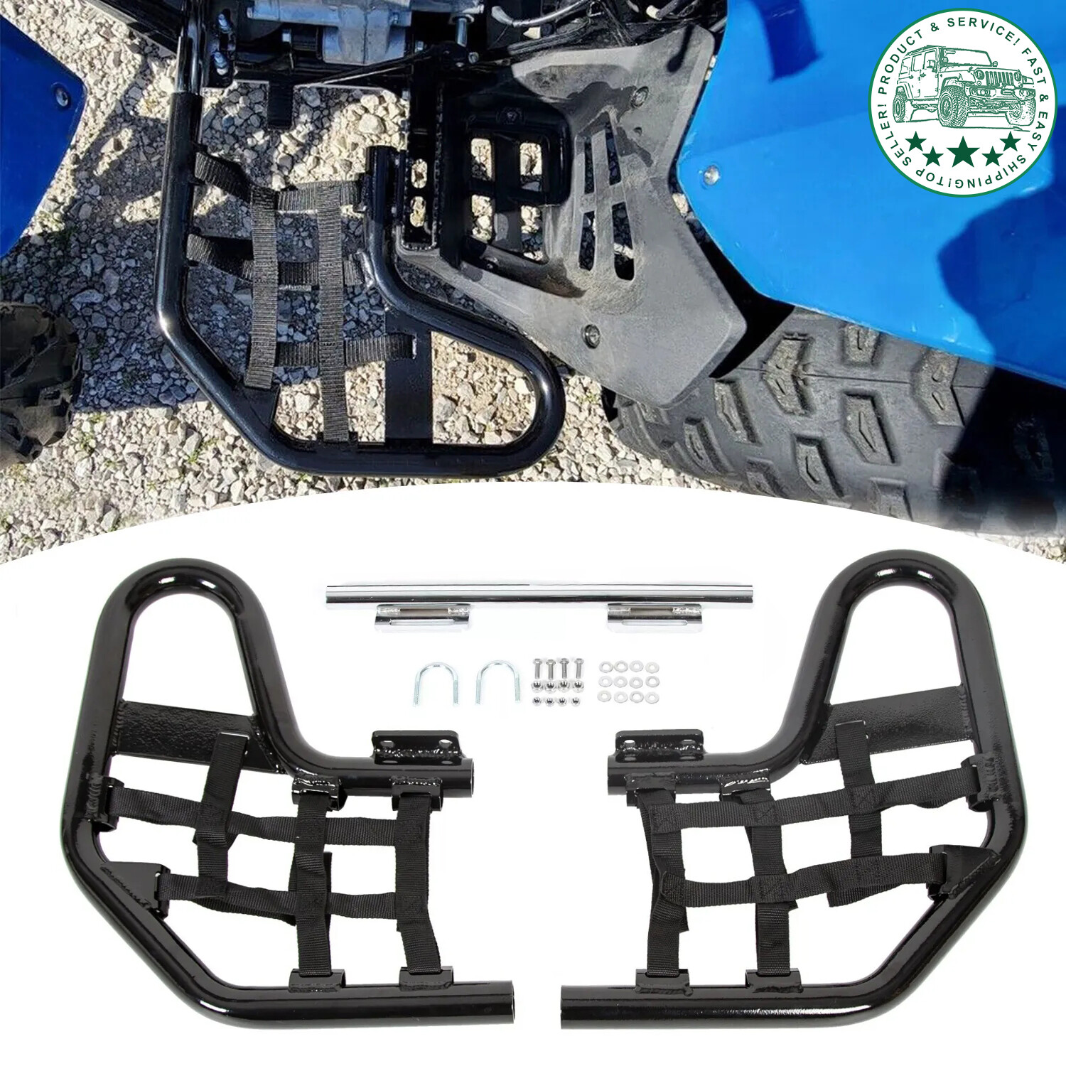 Aluminum Nerf Bars Black bar Black nets For Honda TRX 250EX 250X Pair set 01-20