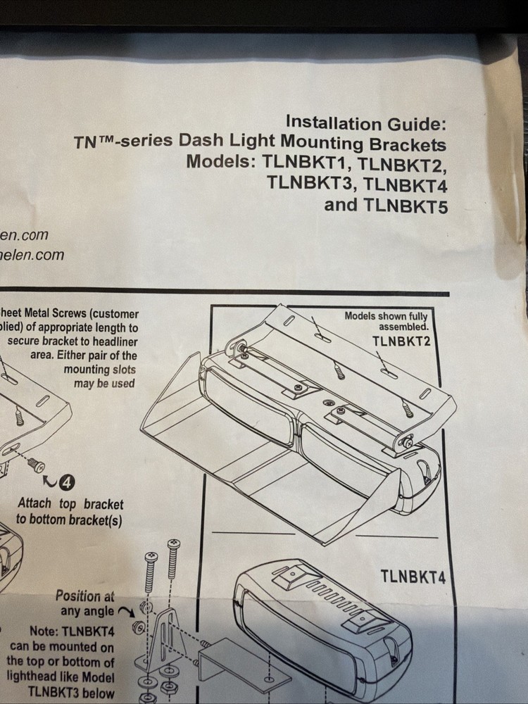 Whelen TLNBKT2 Mounting Headliner Bracket TN Series