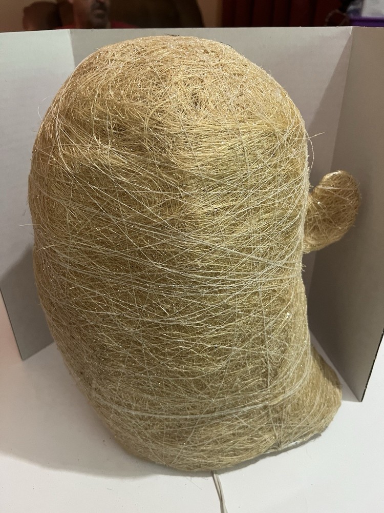 Lighted Ghost Made From Spun Wood Fiber On Wire Frame