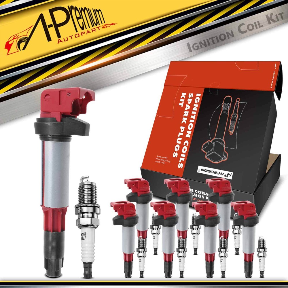 A-Premium 8x Ignition Coil & 8x Iridium Spark Plug for BMW E60 545i E63 E64 E65