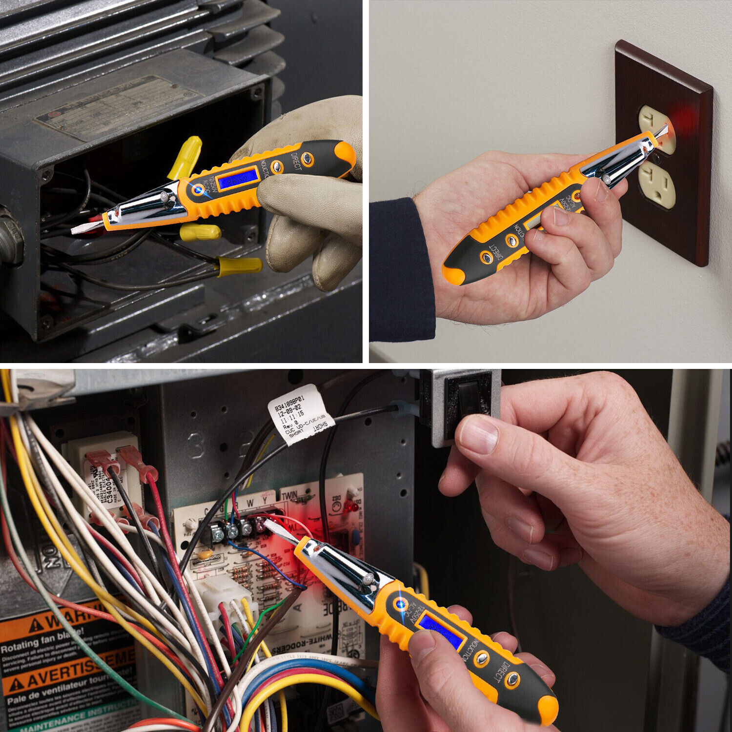 Voltage Electric Tester Volt Detector Test Pen AC DC Non-Contact Sensor 12-1000V