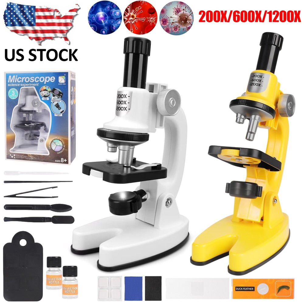 Microscope Kit for Kids 200X-/1200X High-Power Compound Microscope STEM Learning