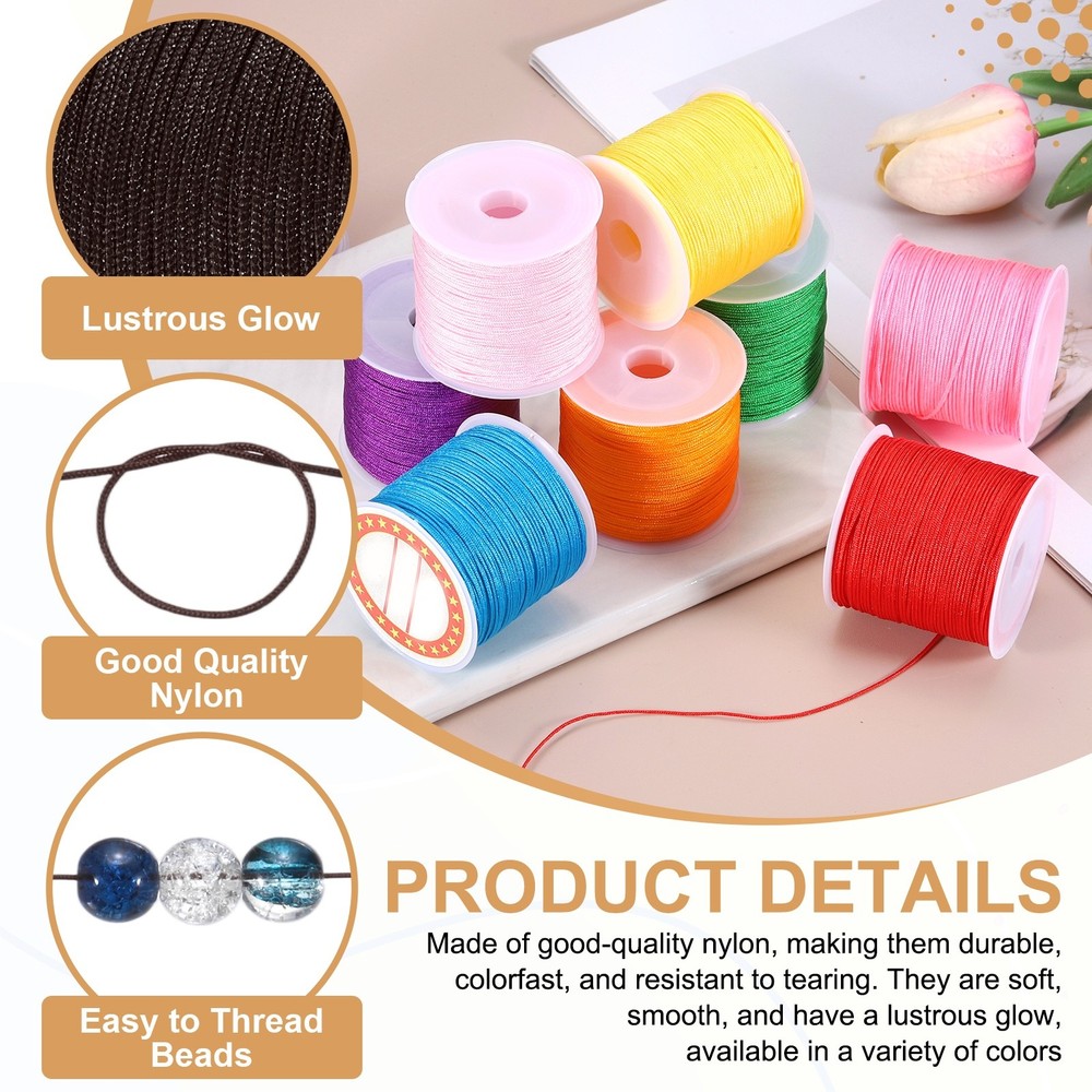 2 pcs 0.8mm String for Bracelets, 44 Yards Beading Thread(Dark Brown)