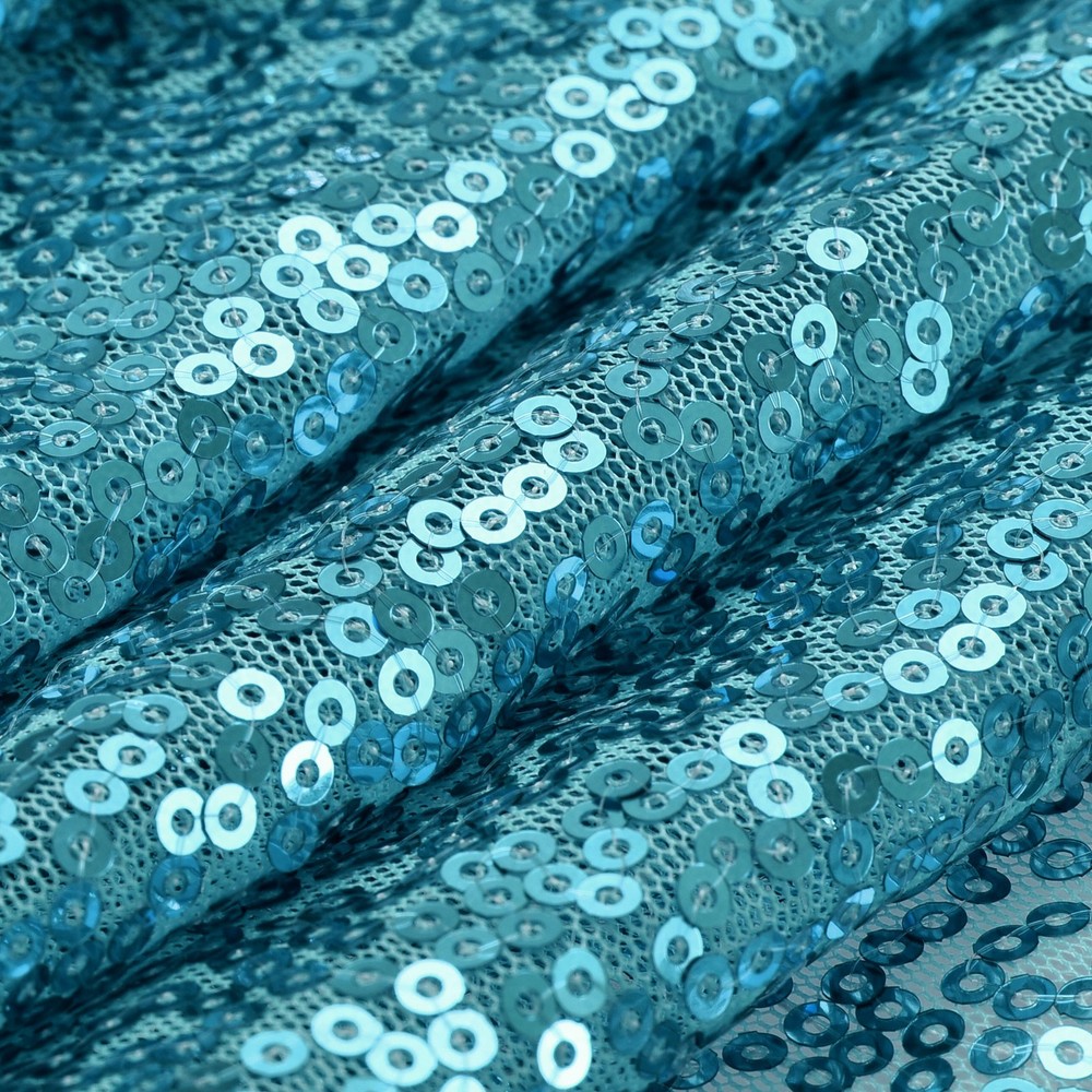 Blue Table Runner 108" x 12", Long Shining Sequin Table Runner, 2Pcs