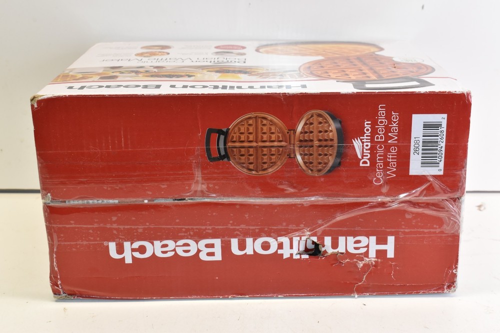 Hamilton Beach Durathon Ceramic Removable-Grid Belgian Waffle Maker- Open Box