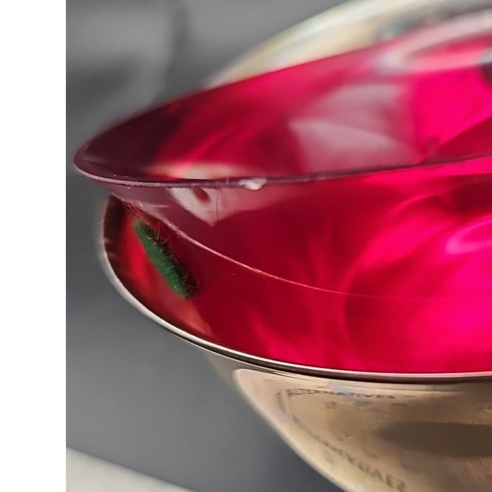 Vtg Gorham YC795 Silver Plated Bowl 4.5” Diameter With Ruby Red Glass Insert