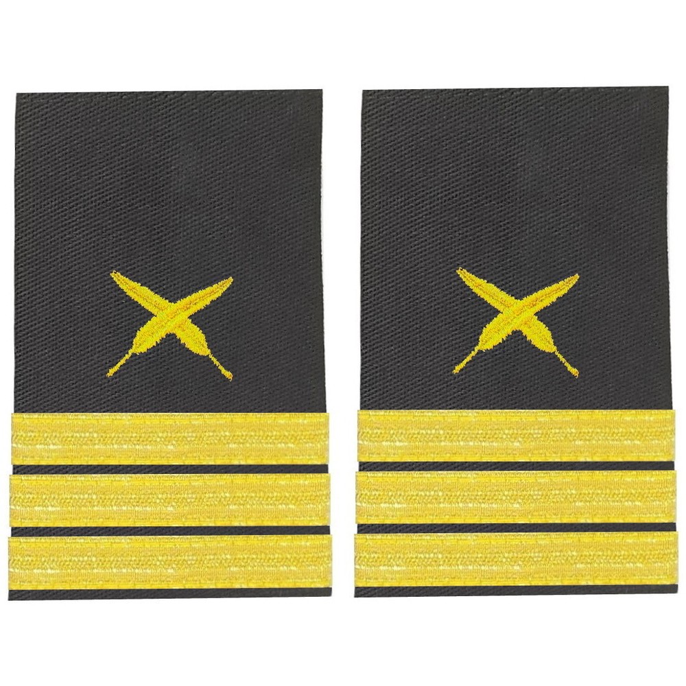 BuyStripes Purser Uniform Shoulder Board Epaulets Gold Quills & Three Bars