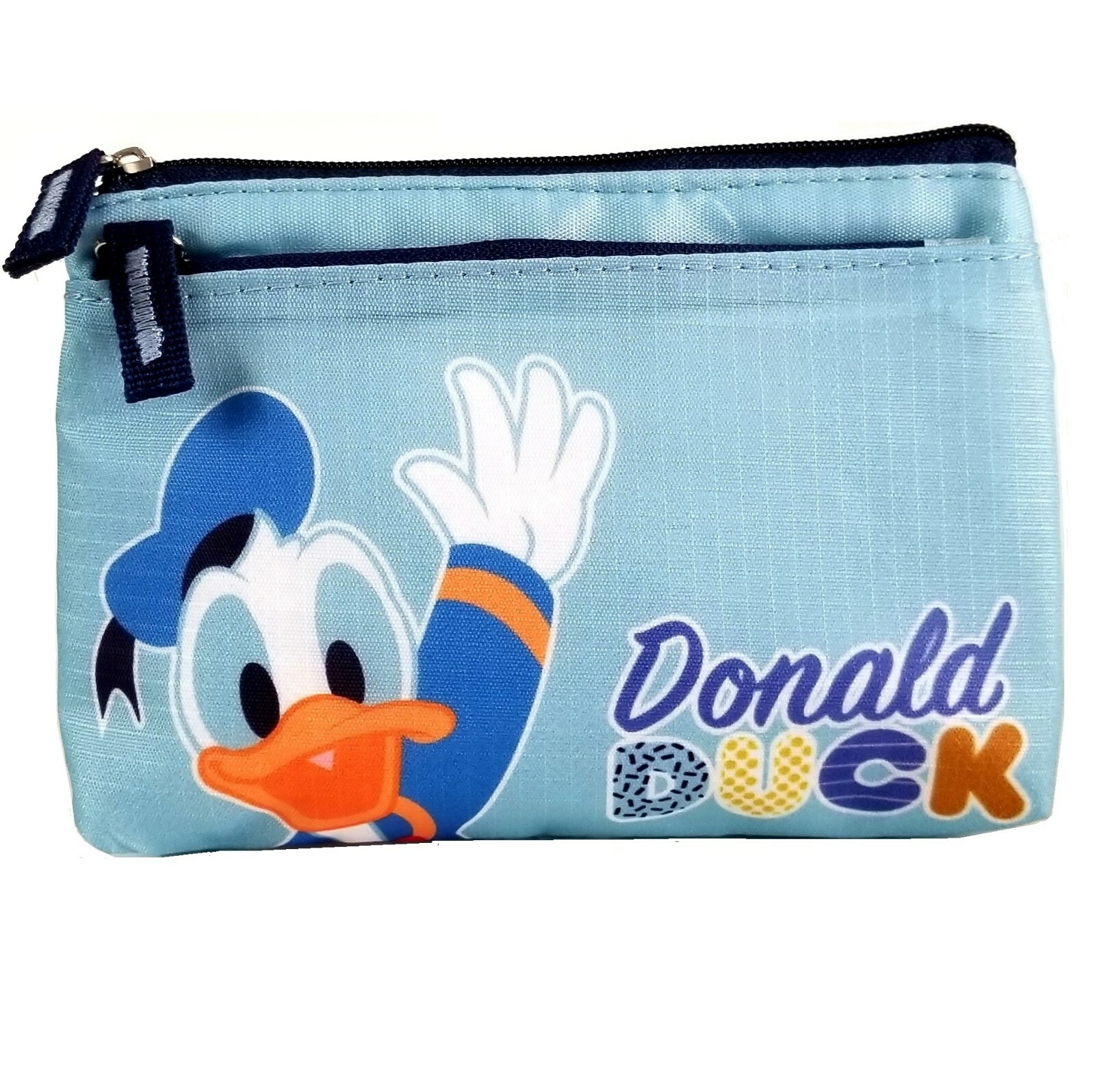 Disney Donald Duck Coin Purse 2-Zipper Pouch Card Wallet Small Makeup Bag Case