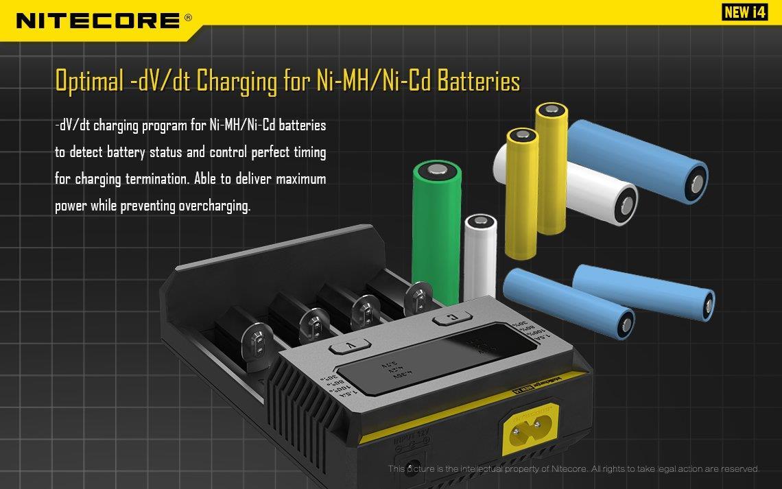 NiteCore i4 Intellicharger 2016 Battery Charger for RCR123A 14500 26650, etc