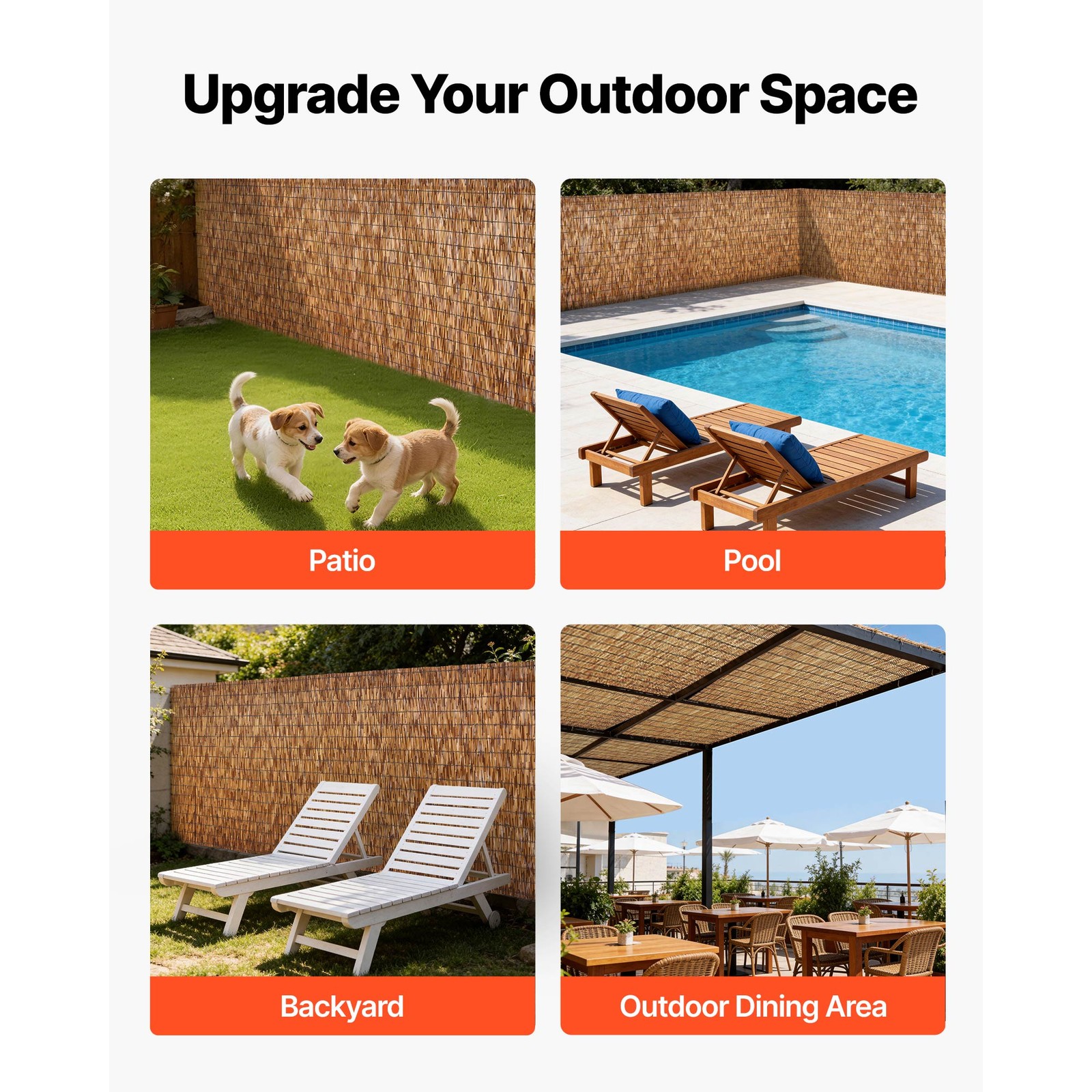 Uimoso Natural Reed Fence Panels 4 ft x 16.4 ft, 3 Pack Privacy Screen Rolls