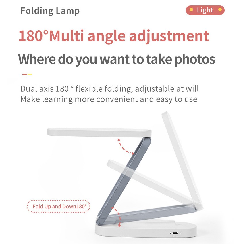 LED Desk Lamp – Rechargeable, Foldable, Portable Light with 3 Brightness Levels