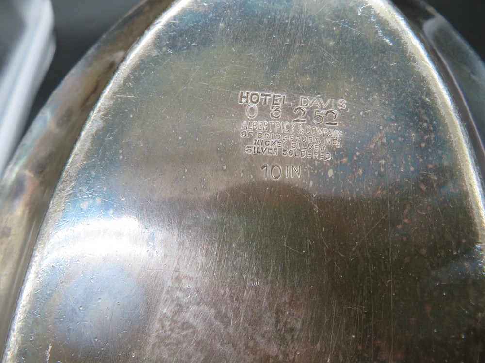 VTG Silver Plate Tray marked HOTEL DAVIS by Albert Pick & Co Bridgeport INC
