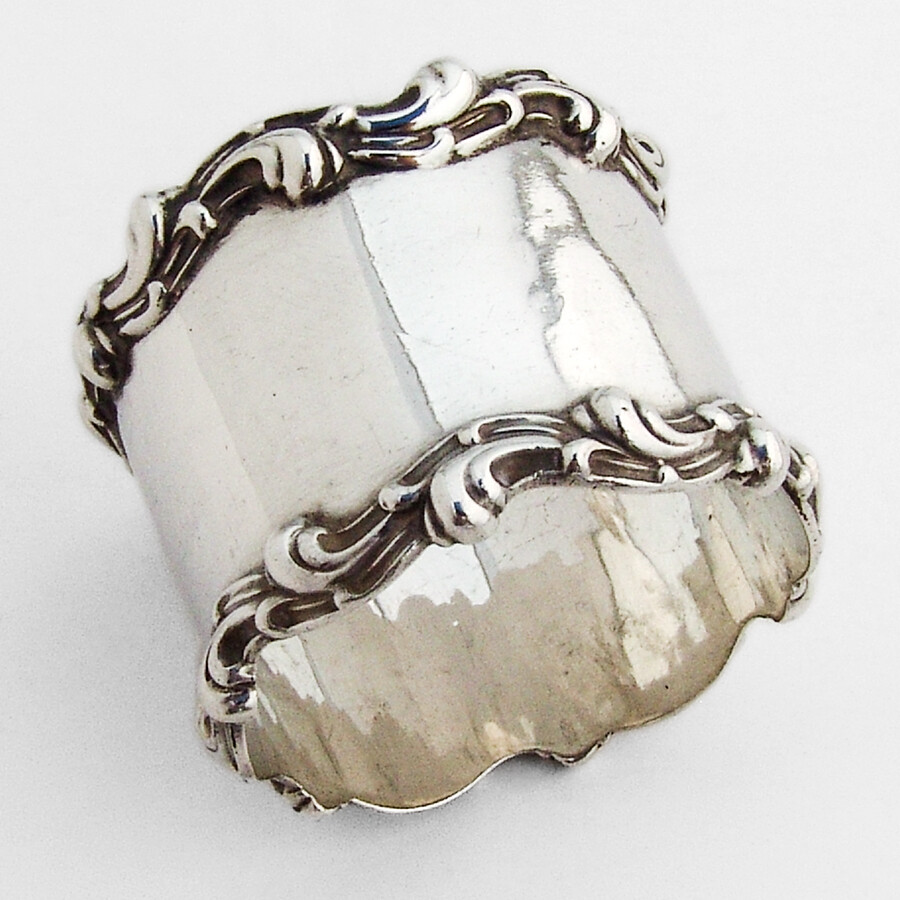 Scroll Border Napkin Ring Towle Sterling Silver Mono EAM