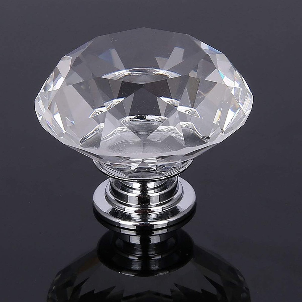1-20PCS Crystal Glass Knobs Drawer Pulls Kitchen Bathroom Cabinet Dresser Handle