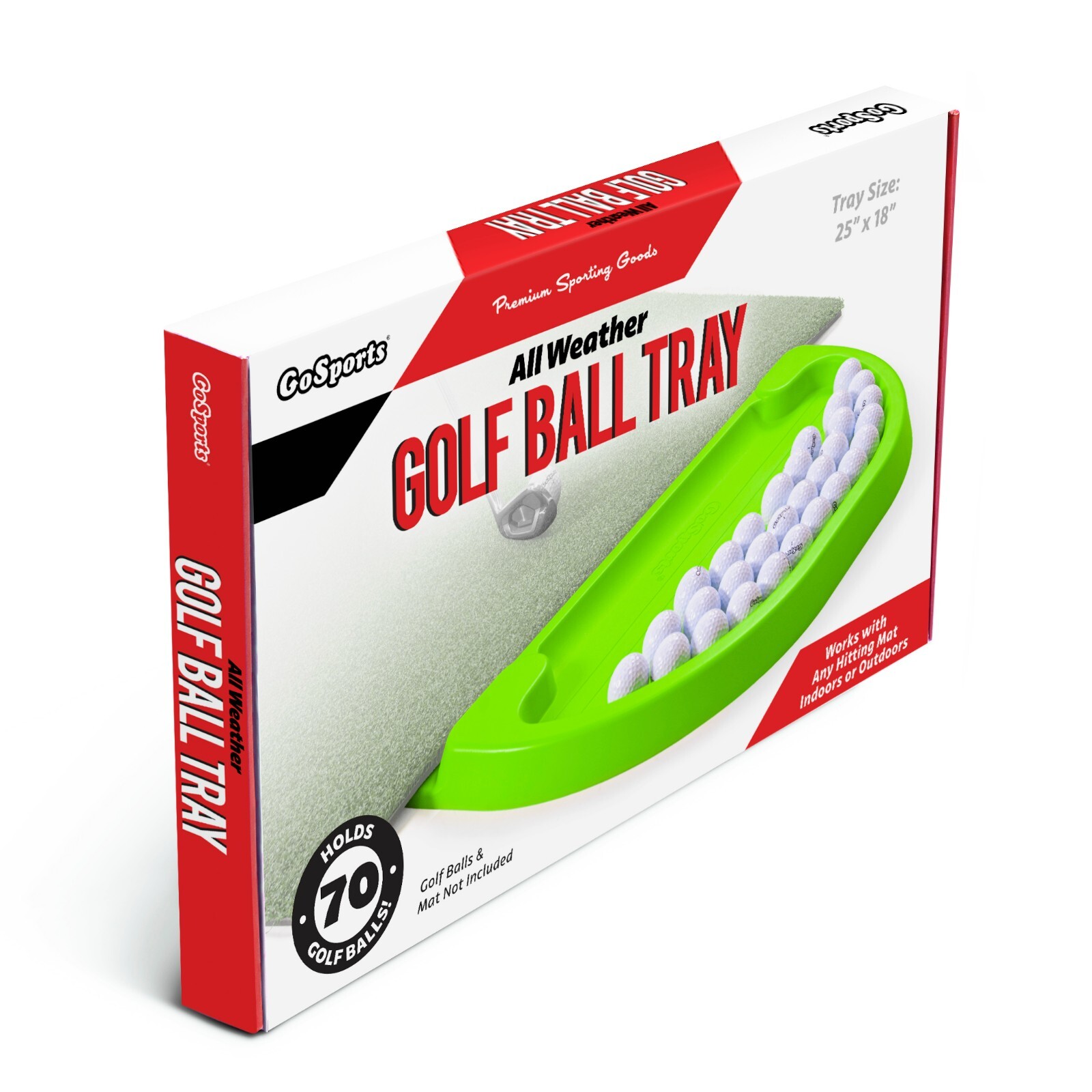 GoSports All-Weather Golf Ball Tray 70 Ball Capacity - Green