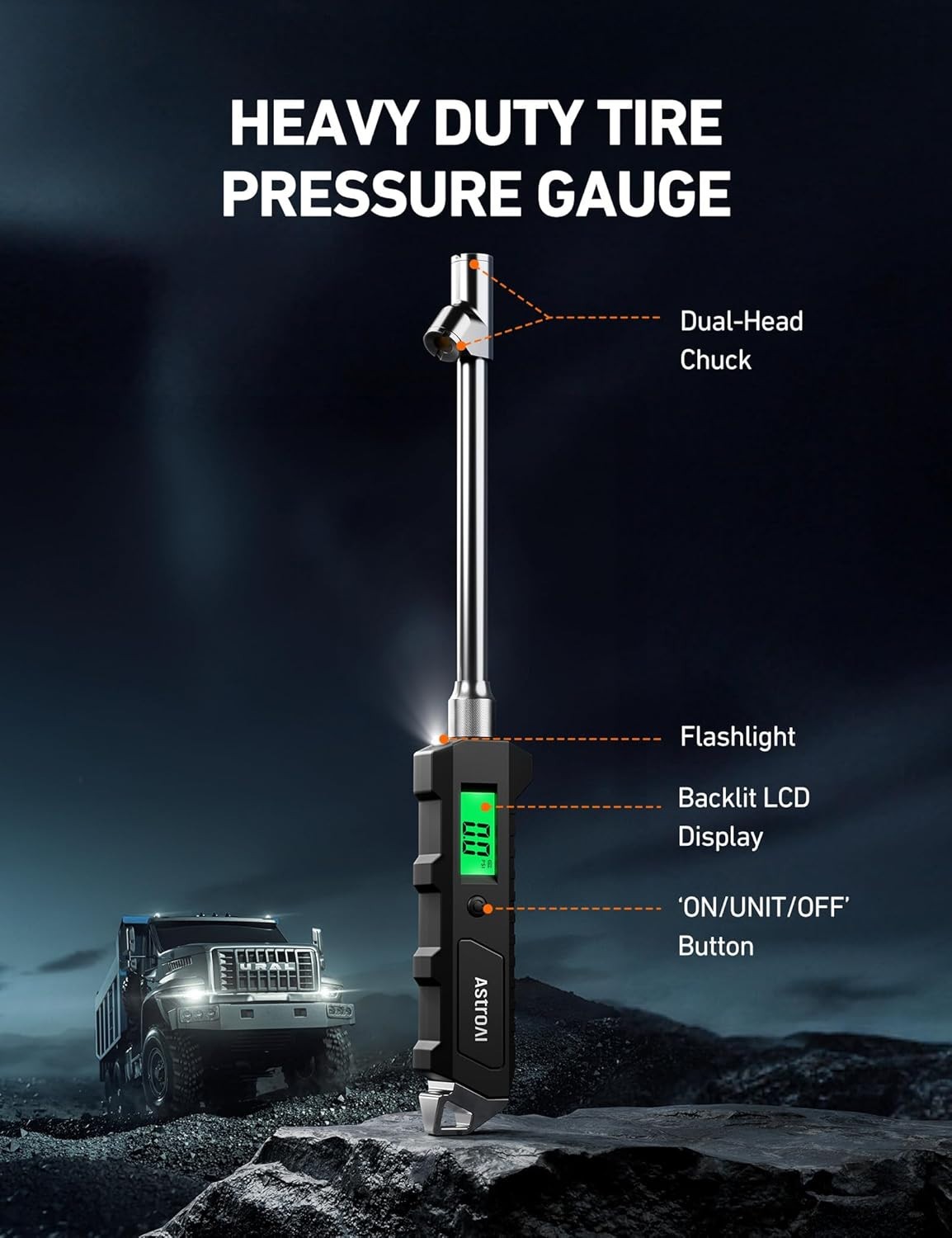 AstroAI Heavy Duty Digital Tire Pressure Gauge 0-230 PSI Calibrated ANSI B40.7