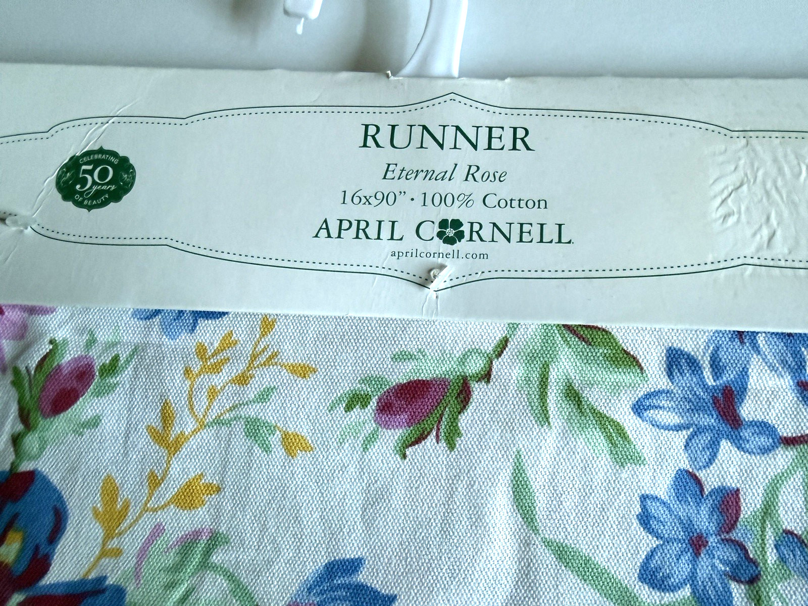 April Cornell Graceful Garden Eternal Rose Table Runner 100% Cotton 16x90 Spring