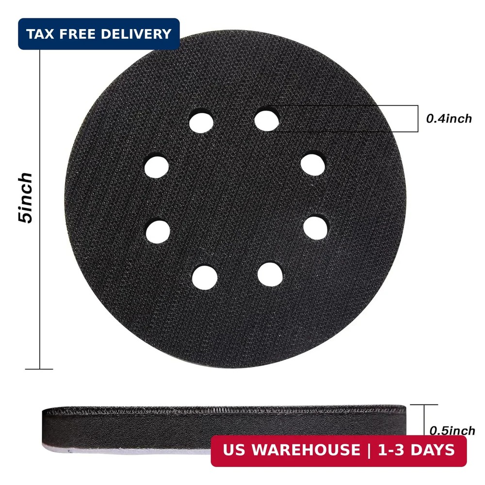 6pc 5" 8 Holes Interface Pads Orbital Sander Sanding Foam Pad Hook Loop Buffer