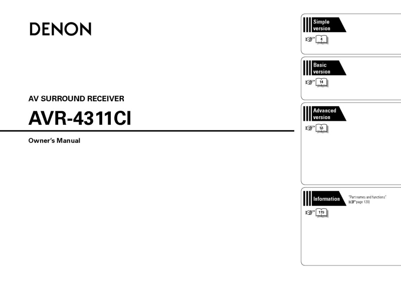 Denon AVR-4311 Receiver Amplifier Owners Manual