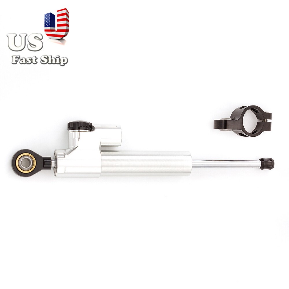 CNC Silver Motorcycle Universal Steering Damper Stabilizer Linear Control Safety
