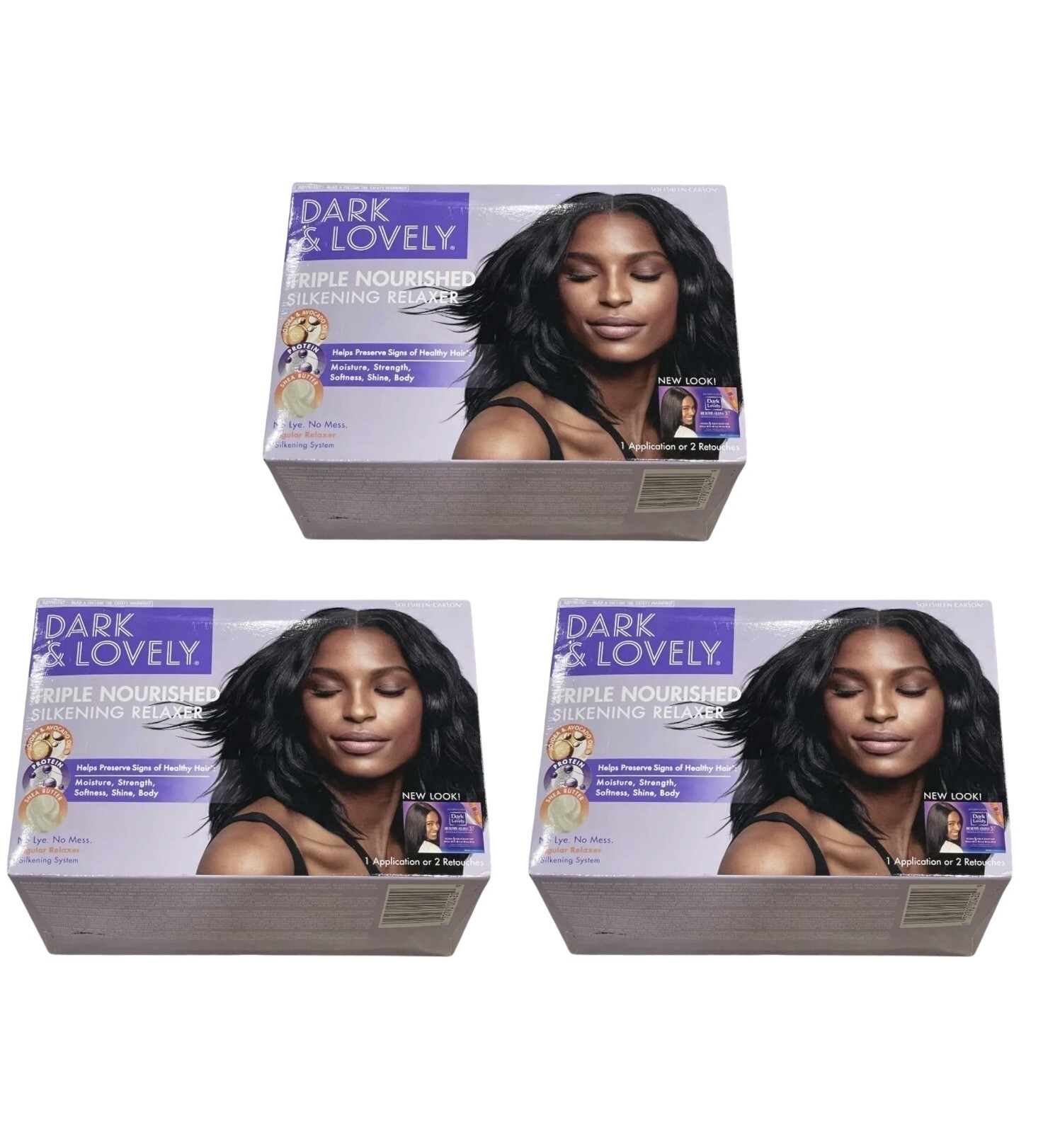 3X SoftSheen Carson Dark & Lovely No-Lye Silkening Relaxer Kit REGULAR