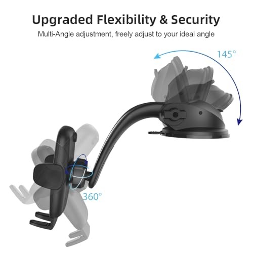 Car Phone Holder Mount,Solid Clamp Arm Strong Suction Adjustable Cell Phone