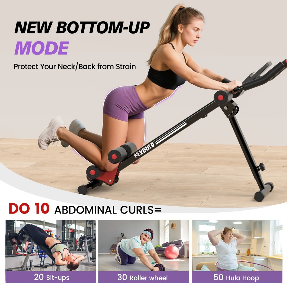 FLYBIRD Adjustable Ab Workout Equipment, Full Body Strength Training, Foldable W