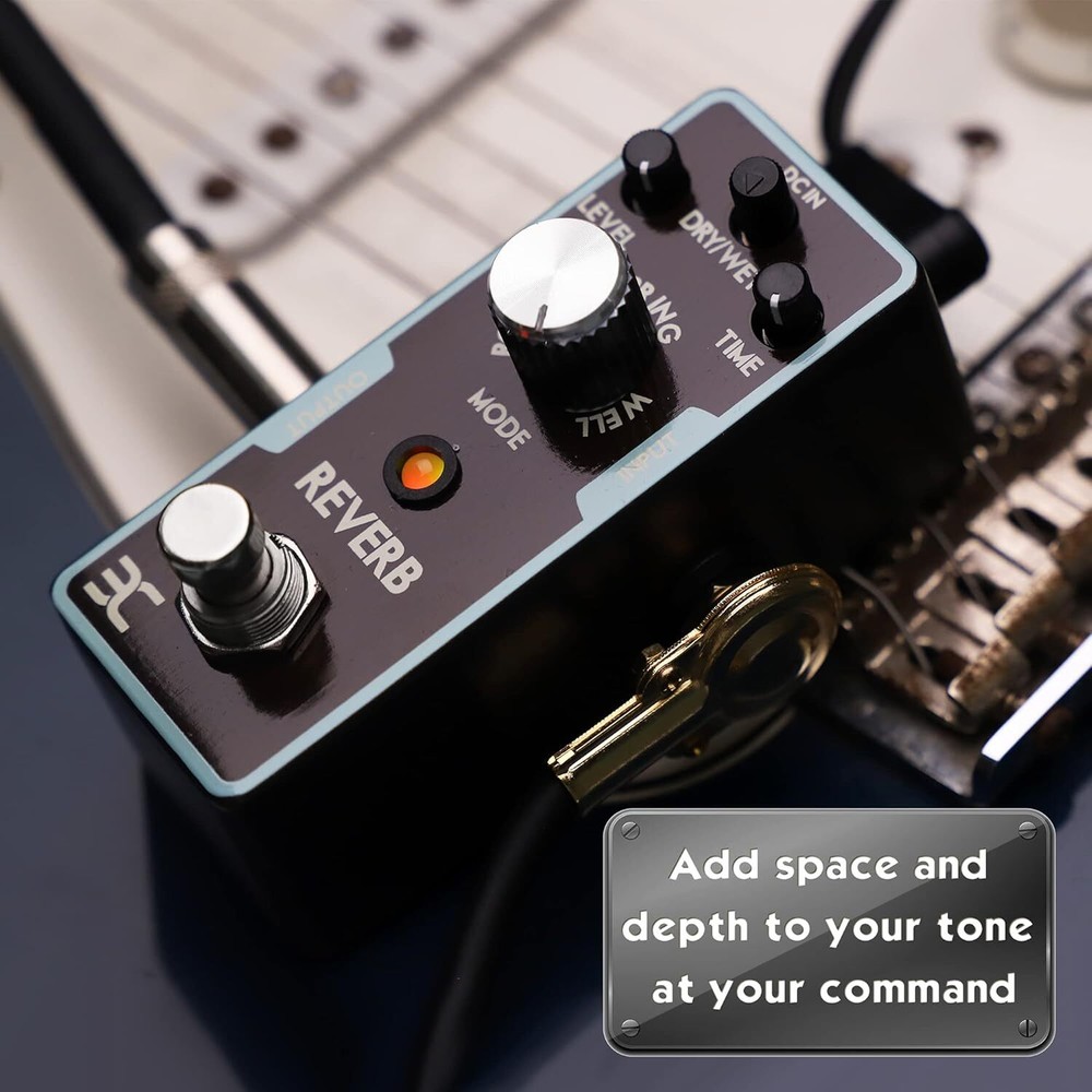 Reverb Guitar Effect Pedal With 3 Settings Led Indicator Compact Design