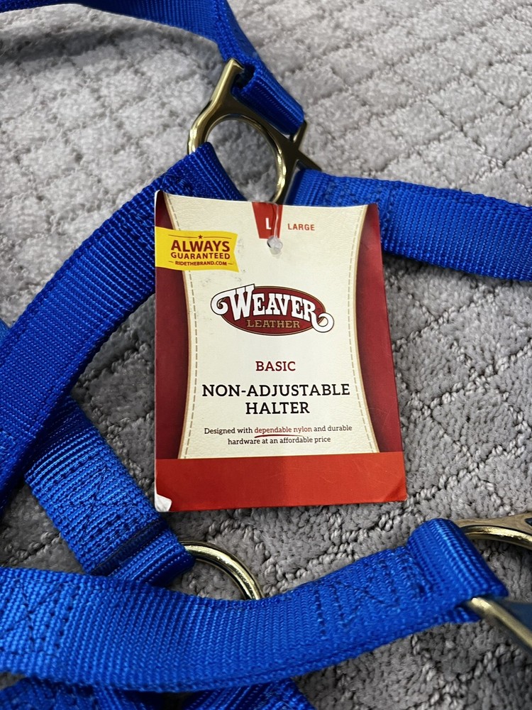 Weaver Leather Blue Basic Non-Adjustable Nylon Horse Halter, 1" Size: Large New!