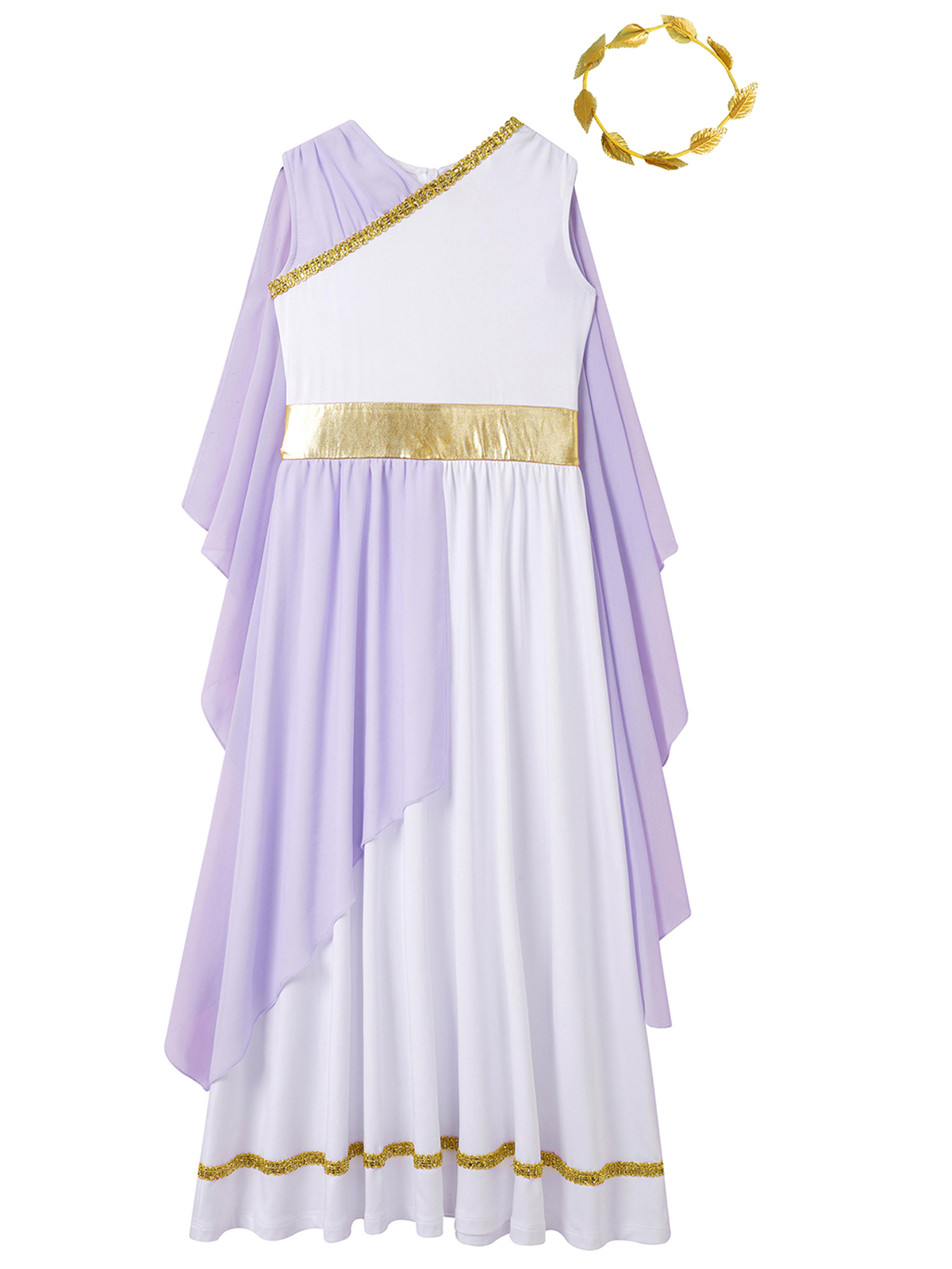 Girls Ancient Greek Toga Costume Halloween Cosplay Flowy Rome Grecian Princess