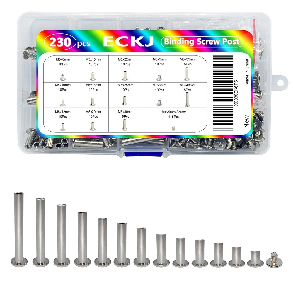 230Pcs(115 Pair) Phillips Chicago Binding Screws Assorted Kit Binding Screw P...