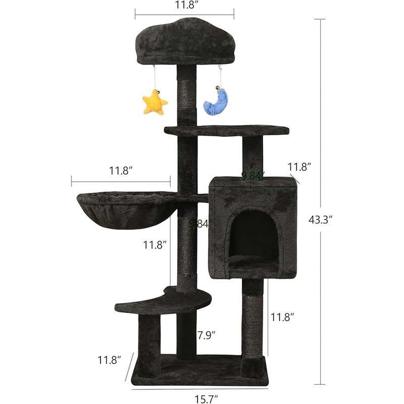 Unique Cloud Cat Tree Multi-Level Cat Tower W/ Scratching Posts & Condo New