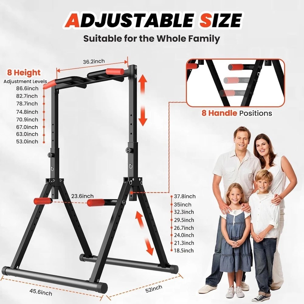 Foldable Power Tower, Adjustable Multifunction Pull up Bar Tower Station, Pullup